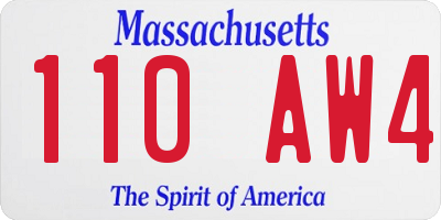 MA license plate 110AW4