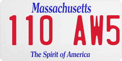 MA license plate 110AW5