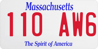 MA license plate 110AW6