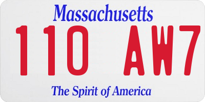 MA license plate 110AW7