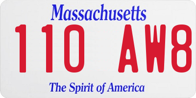MA license plate 110AW8