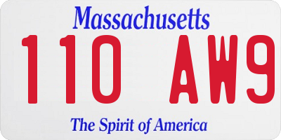 MA license plate 110AW9