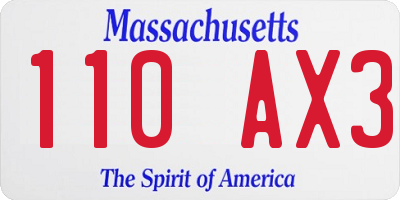 MA license plate 110AX3
