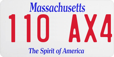MA license plate 110AX4
