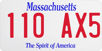 MA license plate 110AX5