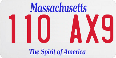 MA license plate 110AX9