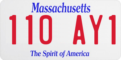 MA license plate 110AY1