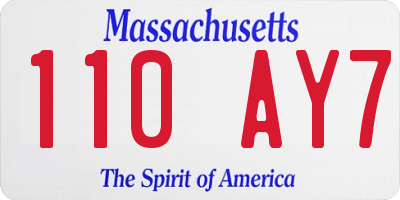 MA license plate 110AY7