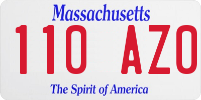 MA license plate 110AZ0