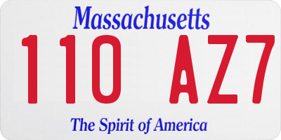 MA license plate 110AZ7