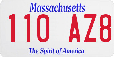MA license plate 110AZ8
