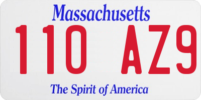 MA license plate 110AZ9
