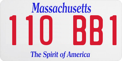 MA license plate 110BB1