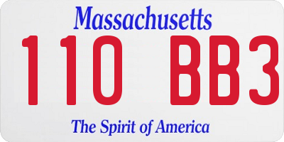 MA license plate 110BB3