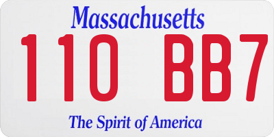 MA license plate 110BB7