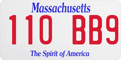 MA license plate 110BB9