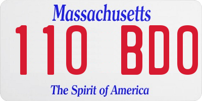 MA license plate 110BD0