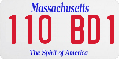 MA license plate 110BD1