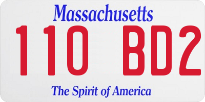 MA license plate 110BD2