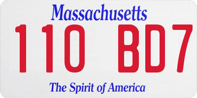 MA license plate 110BD7