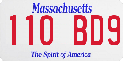 MA license plate 110BD9