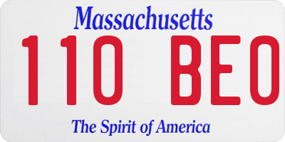 MA license plate 110BE0