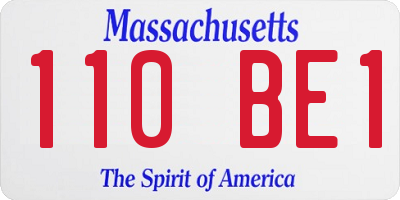 MA license plate 110BE1