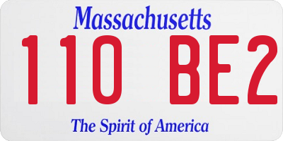 MA license plate 110BE2