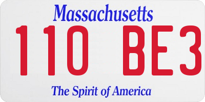 MA license plate 110BE3