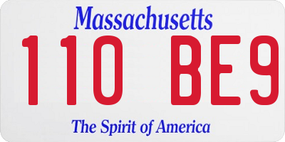 MA license plate 110BE9