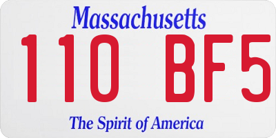 MA license plate 110BF5