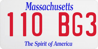MA license plate 110BG3
