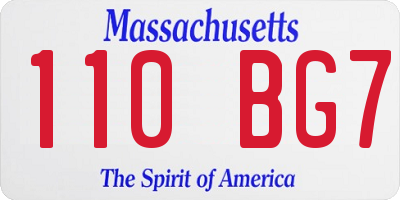 MA license plate 110BG7