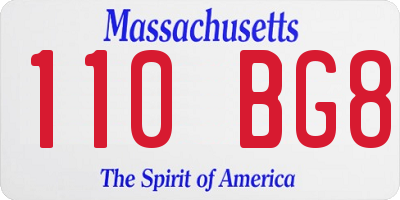 MA license plate 110BG8