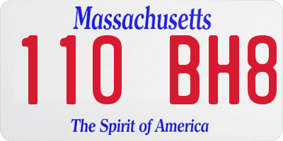 MA license plate 110BH8