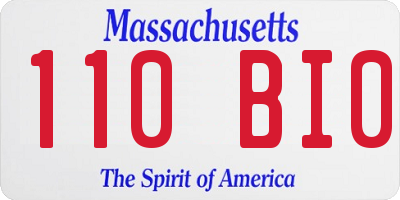 MA license plate 110BI0
