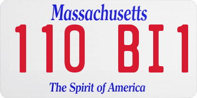 MA license plate 110BI1