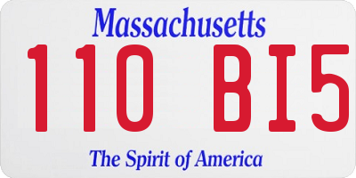 MA license plate 110BI5