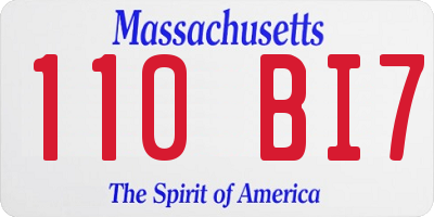 MA license plate 110BI7