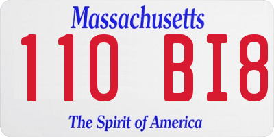 MA license plate 110BI8