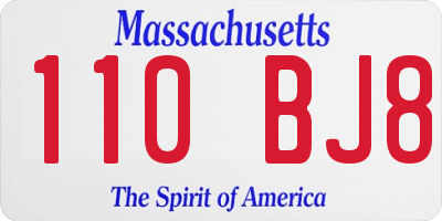 MA license plate 110BJ8