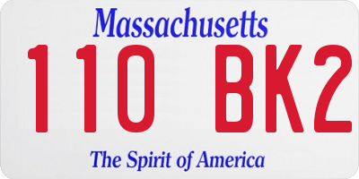 MA license plate 110BK2