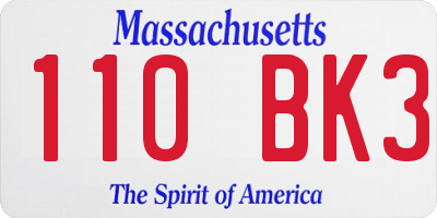 MA license plate 110BK3