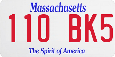 MA license plate 110BK5