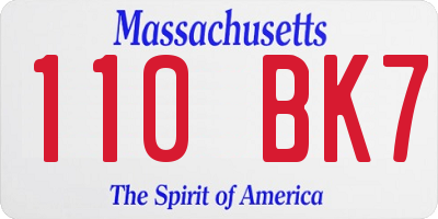 MA license plate 110BK7