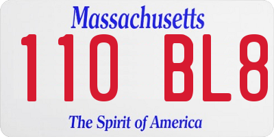 MA license plate 110BL8