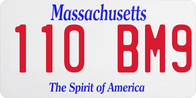 MA license plate 110BM9