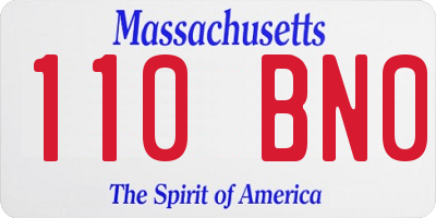 MA license plate 110BN0