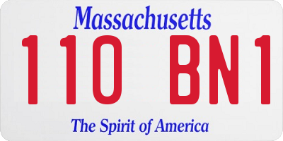 MA license plate 110BN1