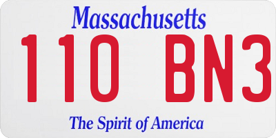 MA license plate 110BN3